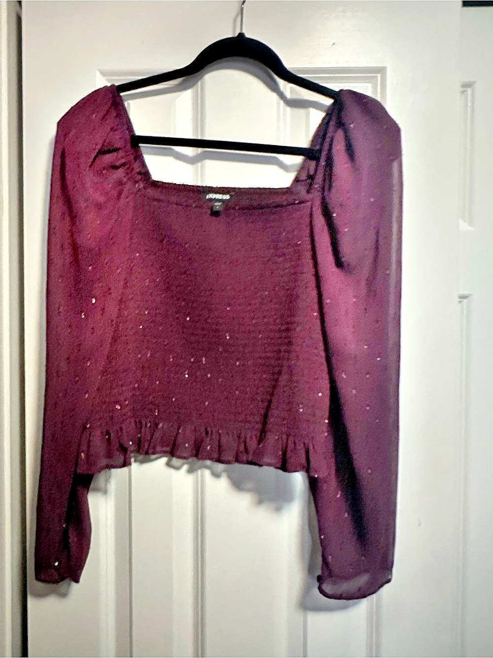 Express Long Sleeve Embellished Blouse in Purple Size large